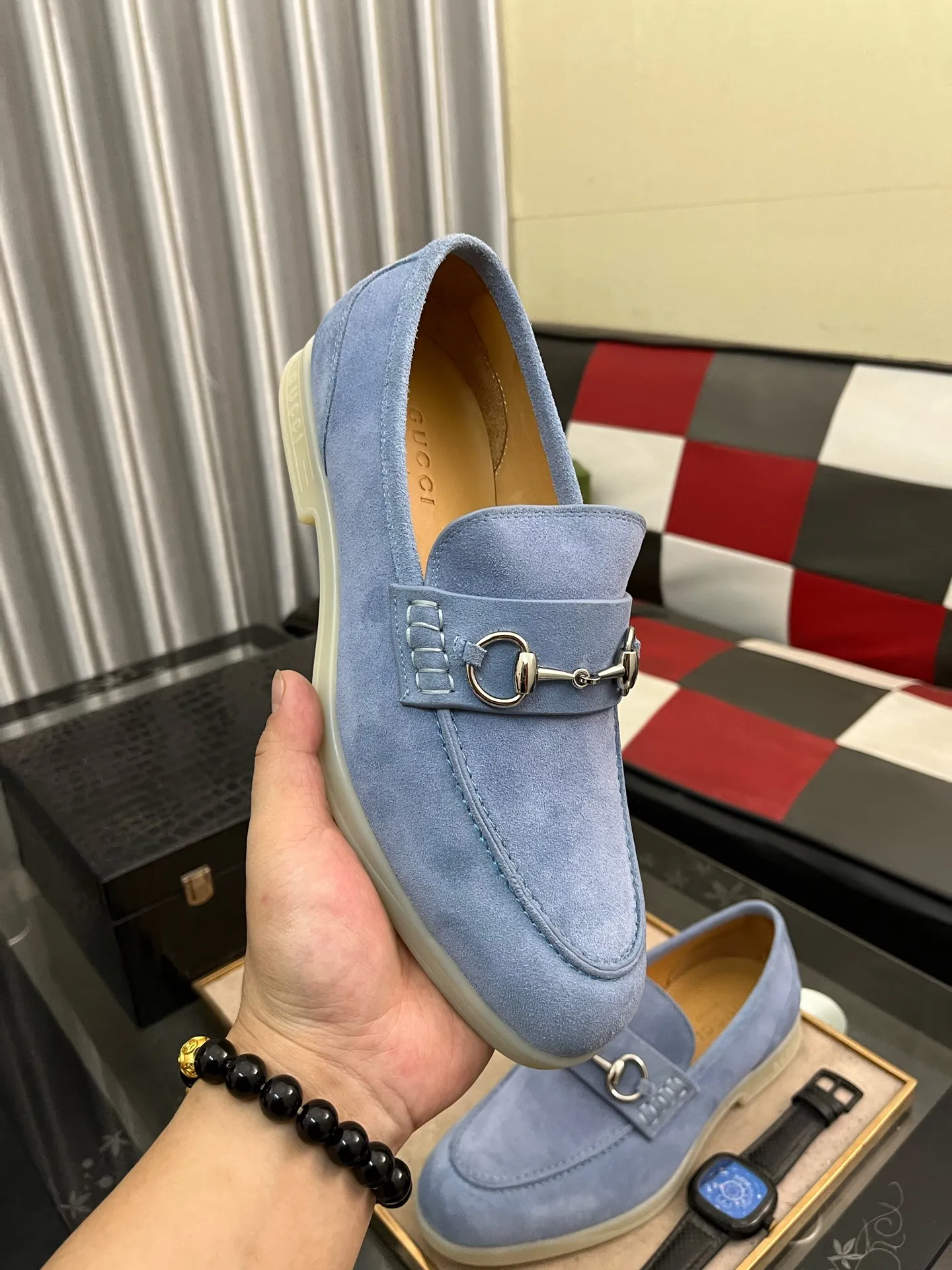 Men's shoes 💰540⌚️⌚️【GUCCi】Original frosted calfskin, water-dyed cowhide lining, original outsole, men's and women's fashion, formal casual leather shoes, slip-on men's and women's shoes series, young fashion, European and American trends, British style, casual matching, comfortable feet, standard code: men's code 38-444️⃣colors available